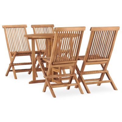 vidaXL Set da Pranzo da Giardino 5 pz Pieghevole in Massello di Teak