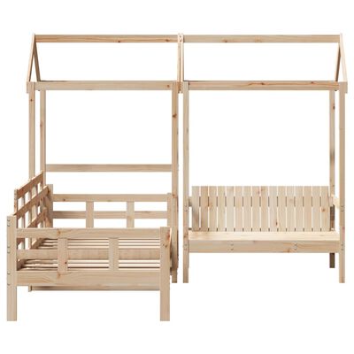 vidaXL Set Dormeuse e Panca con Tetto 90x200cm Legno Massello di Pino