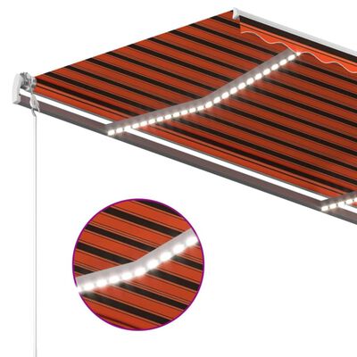 vidaXL Tenda da Sole Retrattile Manuale LED 450x350 cm Arancio Marrone