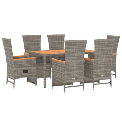 vidaXL Set da Pranzo da Giardino 7 pz con Cuscini in Polyrattan Grigio