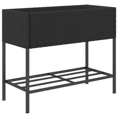 vidaXL Fioriere da Giardino con Ripiani 2pz Nere 90x40x75cm Polyrattan