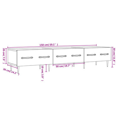 vidaXL Mobile Porta TV Rovere Fumo 150x36x30 cm in Legno Multistrato