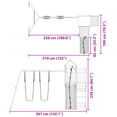 vidaXL Set da Gioco da Esterno in Legno di Pino Impregnato