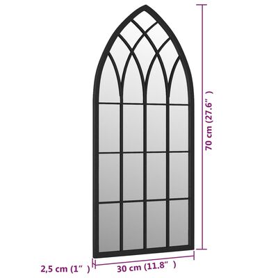 vidaXL Specchio Nero 70x30 cm Ferro per Uso Interno