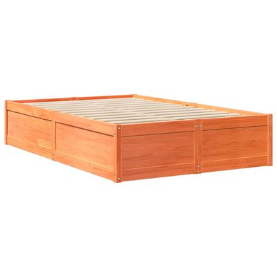 vidaXL Letto con Materasso Marrone Cera 140x190cm Legno Massello Pino