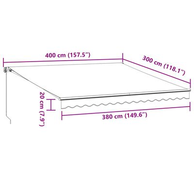 vidaXL Tenda da Sole Retrattile Manuale con LED Bordò 400x300 cm