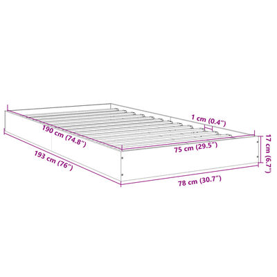 vidaXL Giroletto Grigio Sonoma 75x190 cm in Legno Multistrato