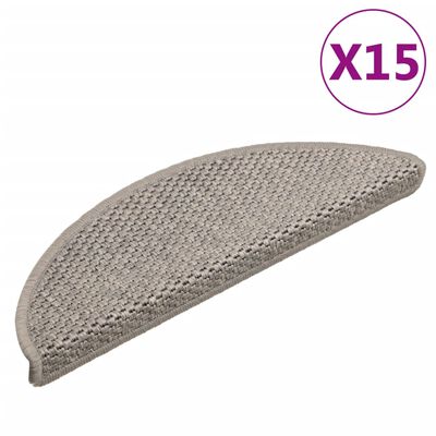 vidaXL Tappeti Autoadesivi Scale Aspetto Sisal 15pz 56x17x3cm Argento