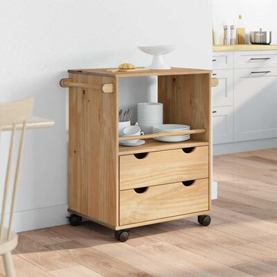 vidaXL Carrello da Cucina OTTA 59x45x80 cm in Legno Massello di Pino