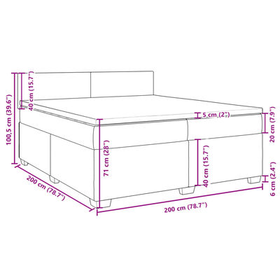 vidaXL Giroletto a Molle con Materasso Marrone Scuro 200x200cm Tessuto