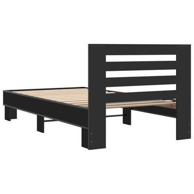 vidaXL Giroletto Nero 90x190 cm in Legno Multistrato e Metallo