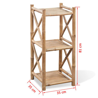 vidaXL Scaffale a 3 Piani Quadrati in Legno di Bambù