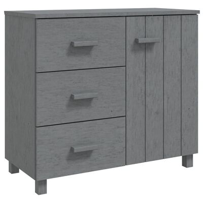 vidaXL Credenza HAMAR Grigio Scuro 90x40x80 cm Legno Massello di Pino