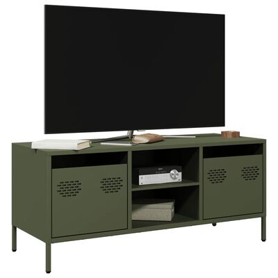 vidaXL Mobile TV Verde Oliva 101,5x39x43,5cm Acciaio Laminato a Freddo