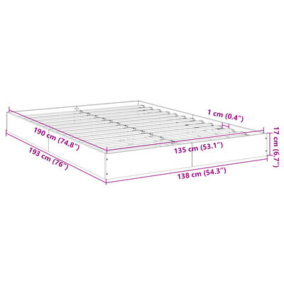 vidaXL Giroletto Nero 135x190 cm in Legno Multistrato