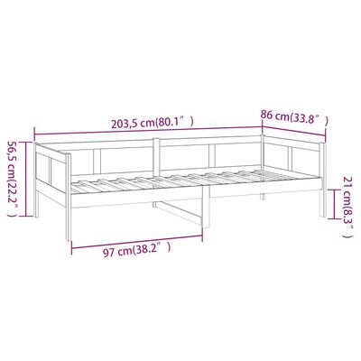 vidaXL Dormeuse Ambra in Legno Massello di Pino 80x200 cm