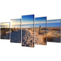 5 pz Set Stampa su Tela da Muro Spiaggia di Sabbia 100 x 50 cm