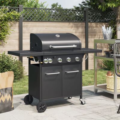 vidaXL Griglia Barbecue a Gas con 5 Bruciatori Nero in Acciaio