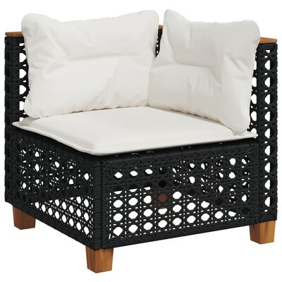 vidaXL Set Divano da Giardino 6 pz con Cuscini Nero in Polyrattan