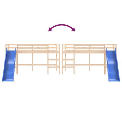 vidaXL Letto Soppalco con Scivolo Bambini 90x200cm Legno Massello Pino