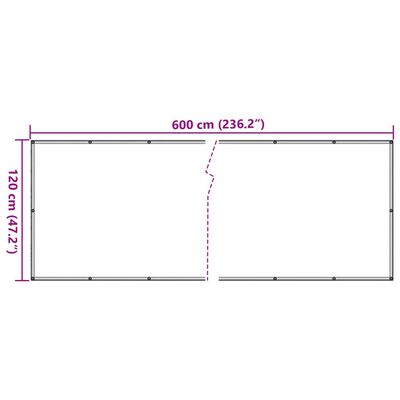 vidaXL Paravento da Balcone Crema 600x120 cm in PVC