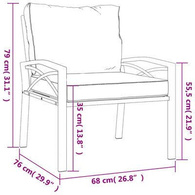 vidaXL Sedia da Giardino con Cuscini Sabbia 68x76x79 cm Acciaio