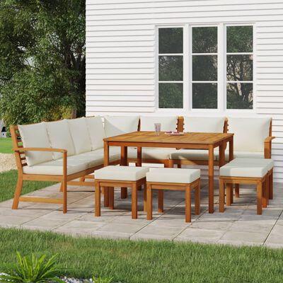 vidaXL Set da Pranzo Giardino 11 pz con Cuscini Legno Massello Acacia