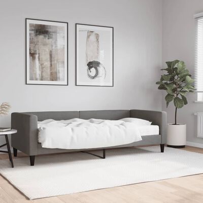 vidaXL Divano Letto con Materasso Grigio Scuro 80x200 cm in Tessuto