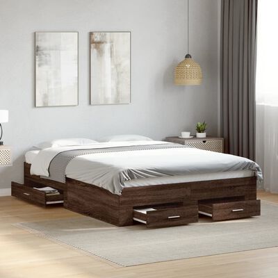 vidaXL Giroletto Cassetti Rovere Marrone 140x190 cm Legno Multistrato