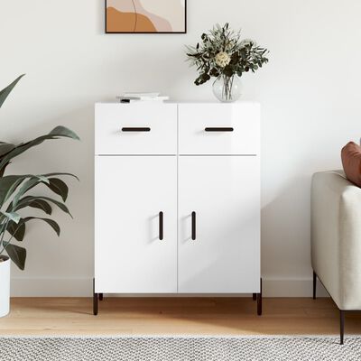 vidaXL Credenza 69,5x34x90 cm in Legno Multistrato Bianco Lucido