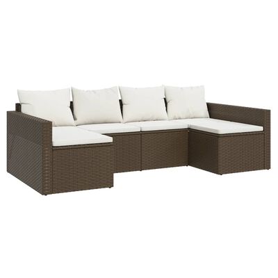 vidaXL Set Divani da Giardino 2 pz con Cuscini in Polyrattan Marrone