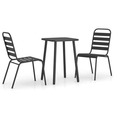 vidaXL Set da Pranzo da Giardino 3 pz in Acciaio Antracite