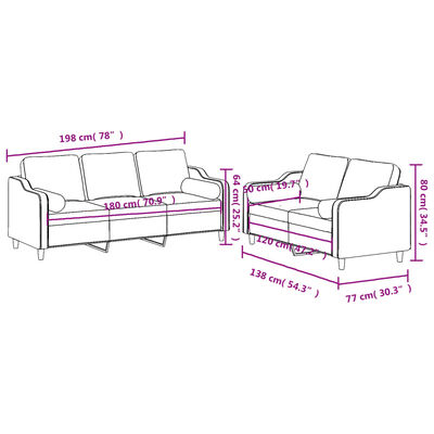 vidaXL Set di Divani 2 pz con Cuscini Marrone in Tessuto