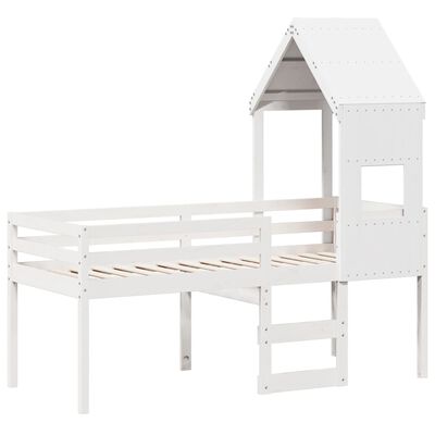 vidaXL Letto a Soppalco con Tetto Bianco 75x190 cm in Legno di Pino