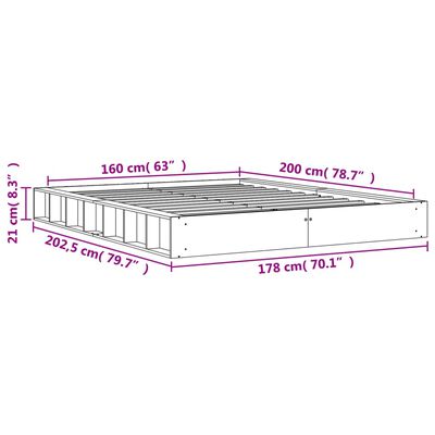 vidaXL Letto senza Materasso Marrone Cera 160x200 cm in Legno di Pino