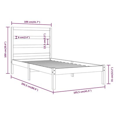 vidaXL Giroletto in Legno Massello di Pino 100x200 cm