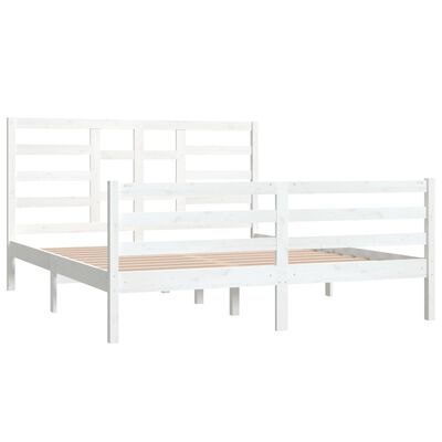 vidaXL Giroletto Bianco in Legno Massello 160x200 cm