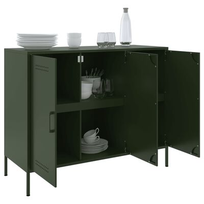 vidaXL Credenza Verde Oliva 100,5x39x79 cm in Acciaio