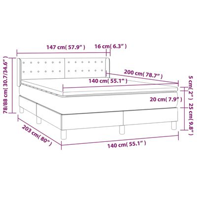 vidaXL Giroletto a Molle con Materasso Cappuccino 140x200cm Similpelle