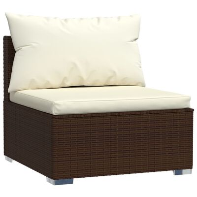 vidaXL Set Divani da Giardino 9 pz con Cuscini in Polyrattan Marrone