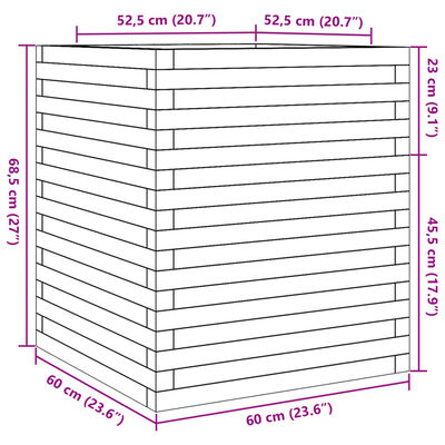 vidaXL Fioriera da Giardino 60x60x68,5 cm in Legno di Pino Impregnato