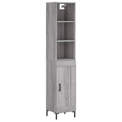 vidaXL Credenza Grigio Sonoma 34,5x34x180 cm in Legno Multistrato