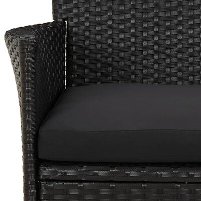 vidaXL Set Bistrò da Giardino 5 pz con Cuscini in Polyrattan Nero