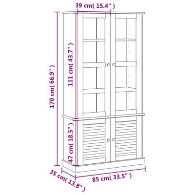 vidaXL Vetrina VIGO 85x35x170 cm in Legno Massello di Pino Grigio