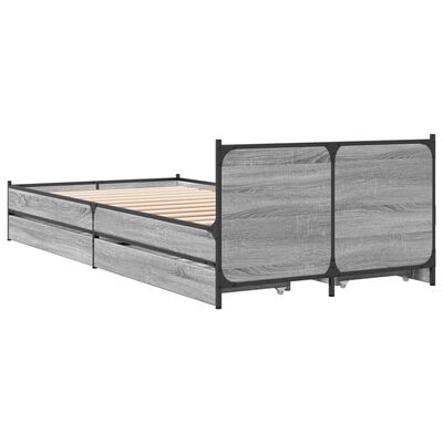 vidaXL Giroletto Cassetti Grigio Sonoma 100x200 cm Legno Multistrato