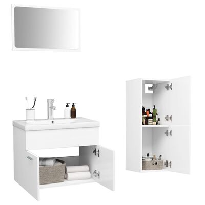 vidaXL Set Mobili da Bagno Bianco in Legno Multistrato