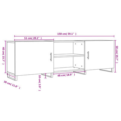 vidaXL Mobile Porta TV Bianco 150x30x50 cm in Legno Multistrato