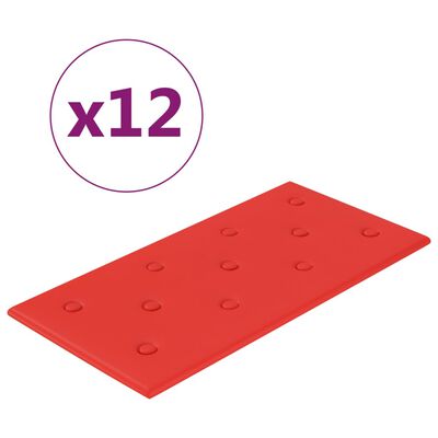 vidaXL Pannelli Murali 12 pz Rossi 60x30 cm Similpelle 2,16 m²