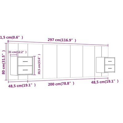 vidaXL Testiera per Letto con Armadietti in Legno Multistrato Bianco