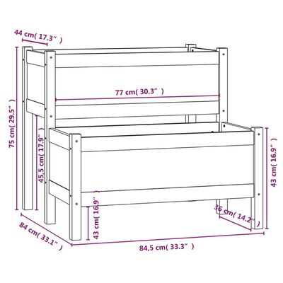 vidaXL Fioriera Marrone Ambra 84,5x84x75 cm in Legno Massello di Pino